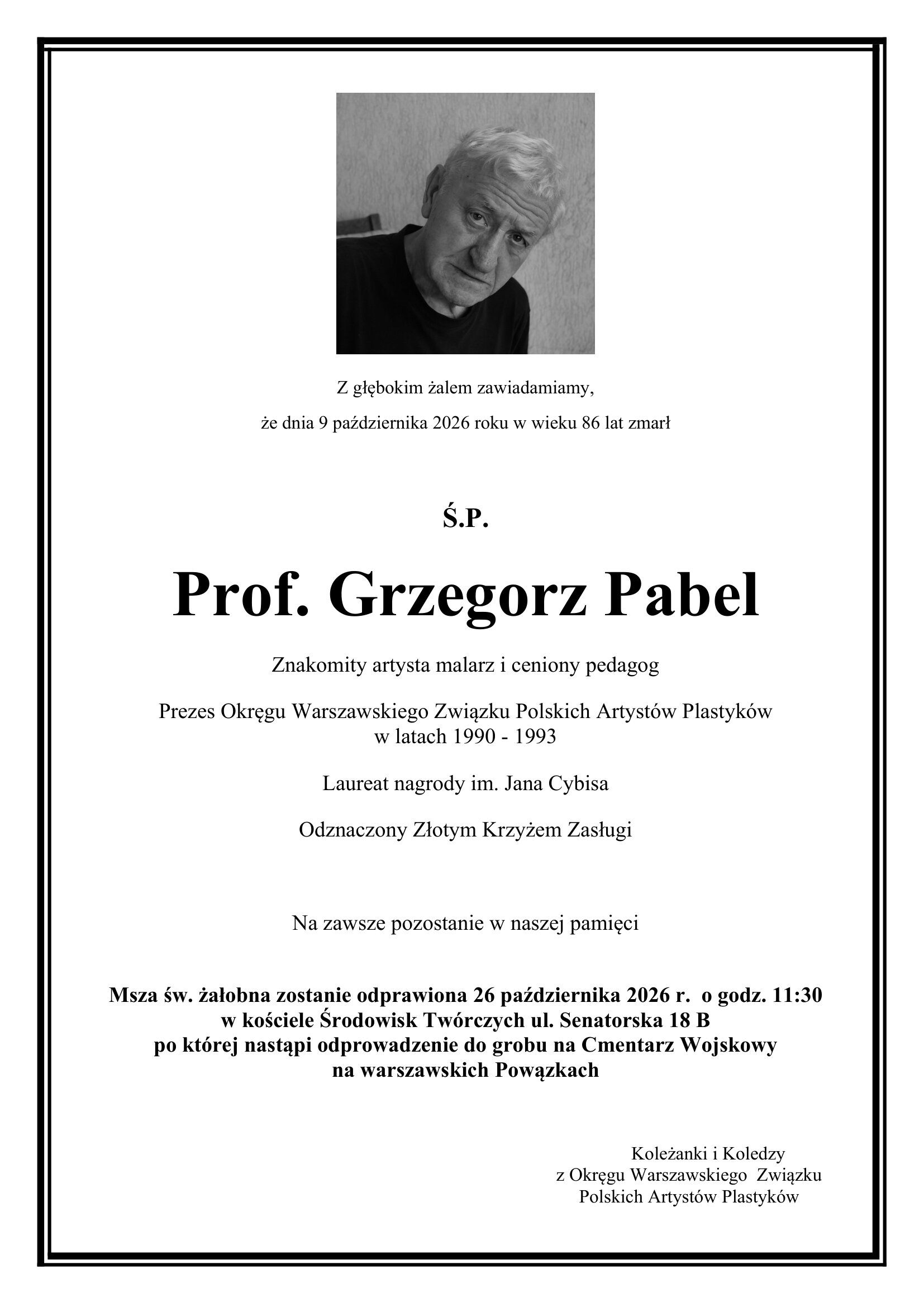 Nekrolog Pabel Grzegorz